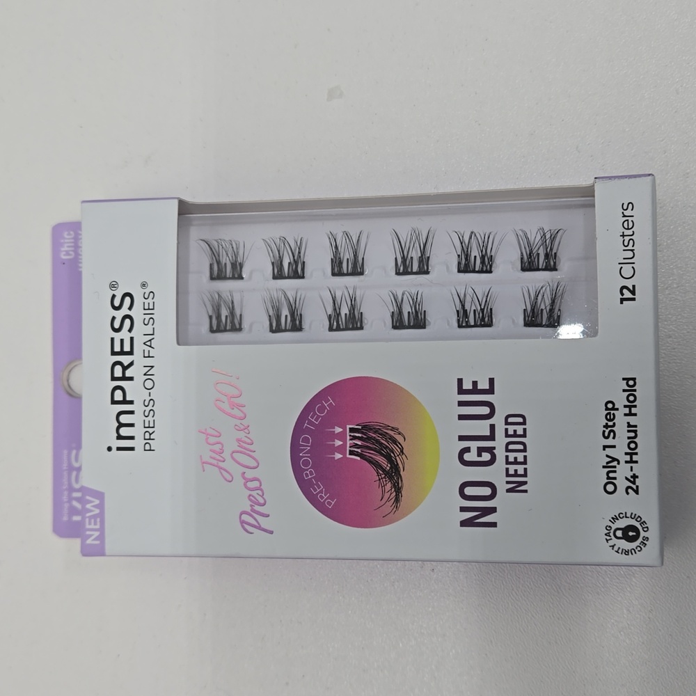 Kiss imPRESS Press-On Falsies Eyelash Clusters Minipack, Wispy, Chic, 12 Ct.